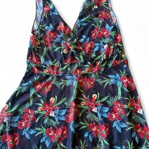 Shein blue and red floral
